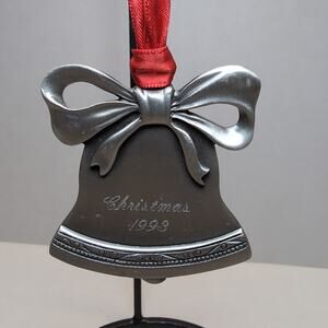 Pewter Ornament Engraved Christmas 1993 Bell